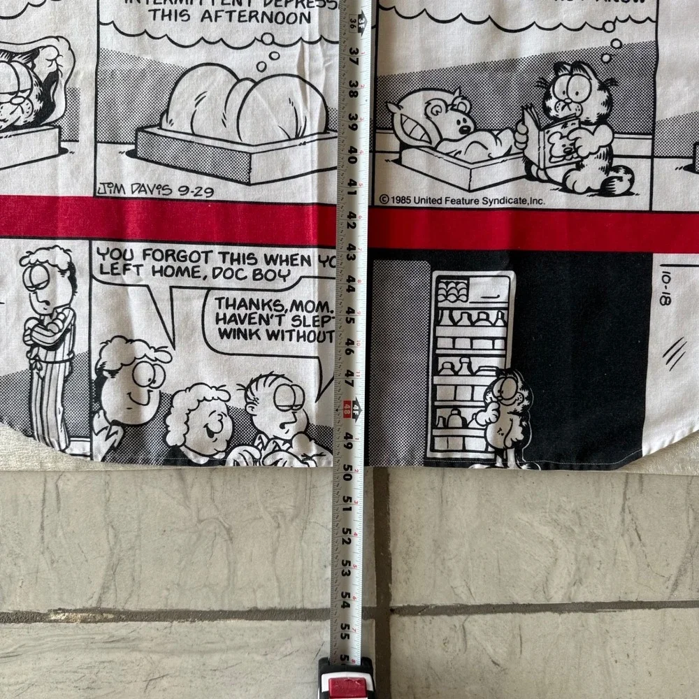 5pc Vintage Garfield Window Curtain Set Tablecloth Valance Panels Red Comic